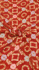 Handloom Pure Khaddi Georgette Bandhej Dupatta with Paithani Border