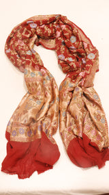 Handloom Pure Khaddi Georgette Bandhej Dupatta with Paithani Border