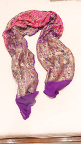 Handloom Pure Khaddi Georgette Bandhej Dupatta with Paithani Border