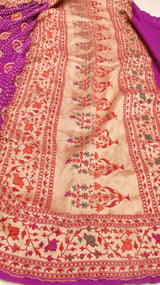 Handloom Pure Khaddi Georgette Bandhej Dupatta with Paithani Border