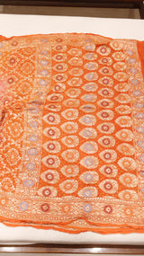 Handwoven Bandhej Khaddi Georgette Saree