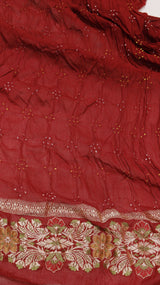 Handwoven Royal Bandhej Khaddi Georgette Saree