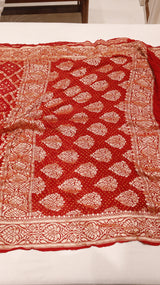 Handwoven Bandhej Khaddi Georgette Saree