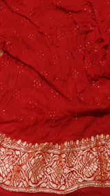 Handwoven Bandhej Khaddi Georgette Saree