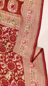 Traditional Pure Bandhej Khaddi Georgette Saree Shikargah Style