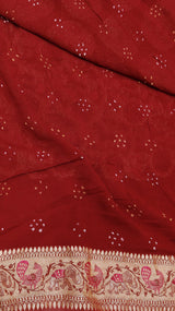 Traditional Pure Bandhej Khaddi Georgette Saree Shikargah Style