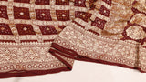 Handwoven Maroon Bandhej Khaddi Geogette Saree