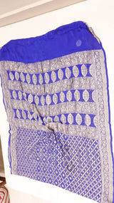 Handwoven Royal Blue color Bandhej Khaddi Georgette Saree