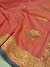 Handloom Moonga Silk Dupatta - Rose Pink