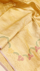 Pre-Order : Handloom Kora Silk Saree with Katan Border