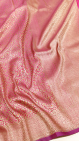 Antique Brocade Katan Silk Saree - Raspberry Pink