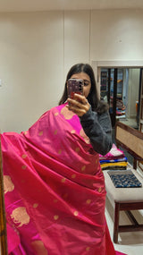 Handloom Pure Katan Silk Saree with Pichwai Cow Border