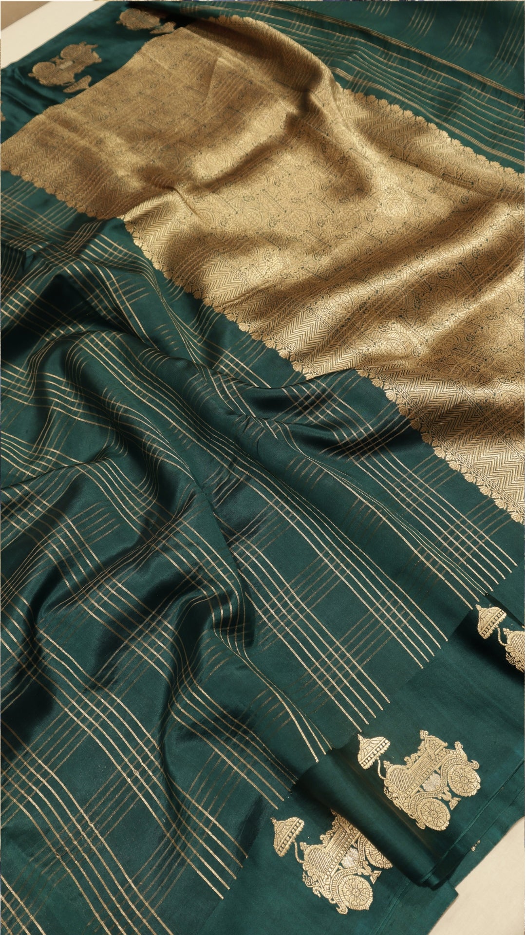 Pre-Order : Handloom Soft Katan Rath Border Saree