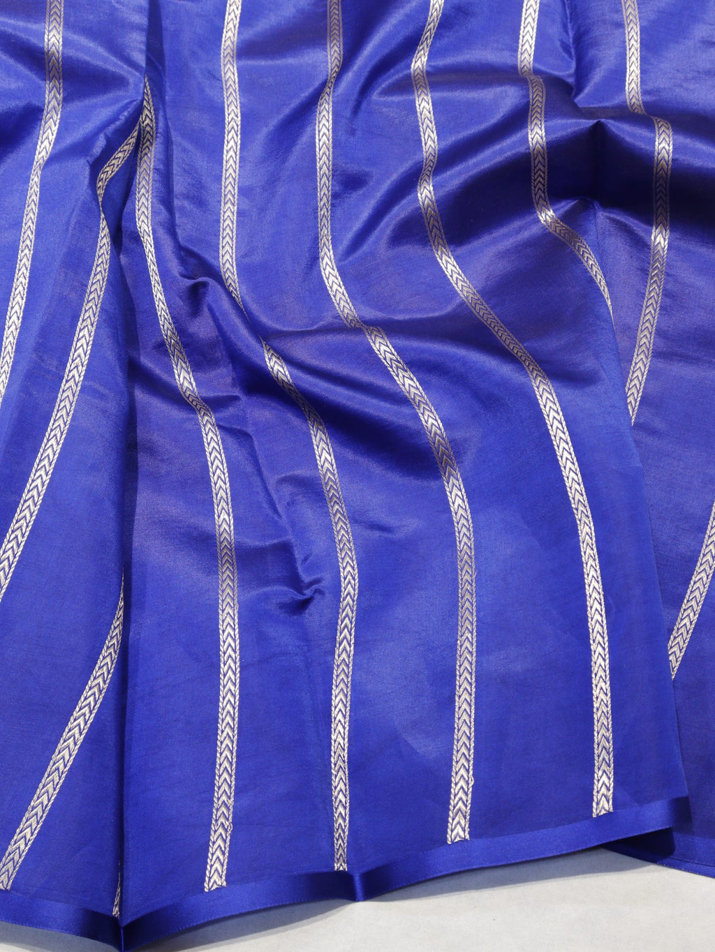 Royal Blue Soft Katan Banarasi saree folded view – Hikayat Banaras
