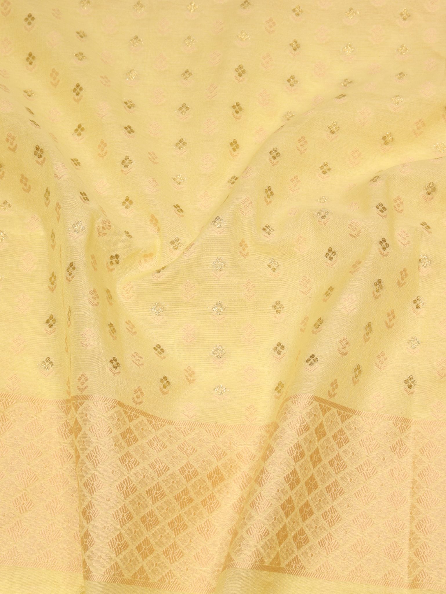 Yellow Katan Silk Banarasi suit bottom detail – Hikayat Banaras