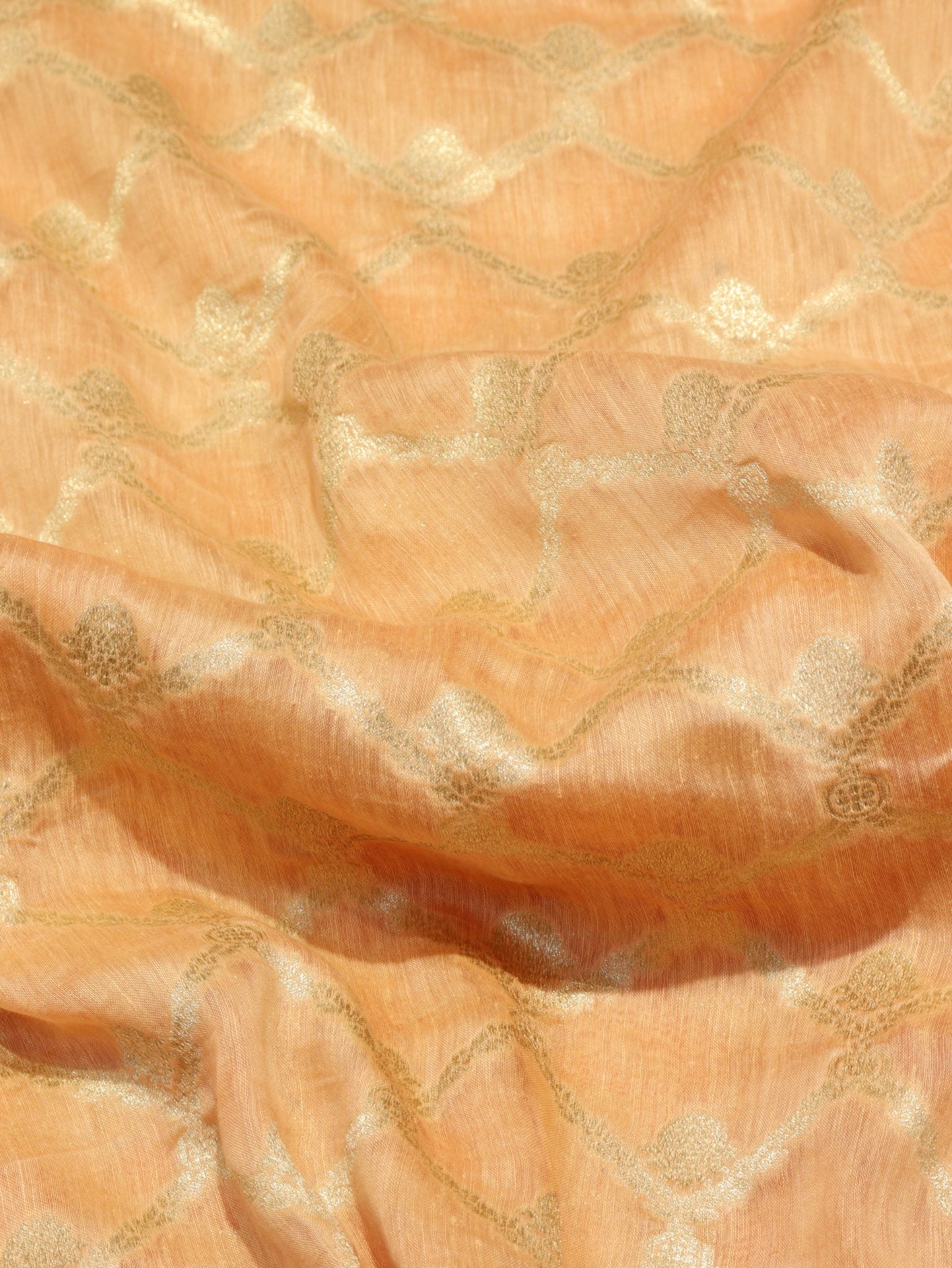 Orange Katan Silk Banarasi saree pallu detail – Hikayat Banaras