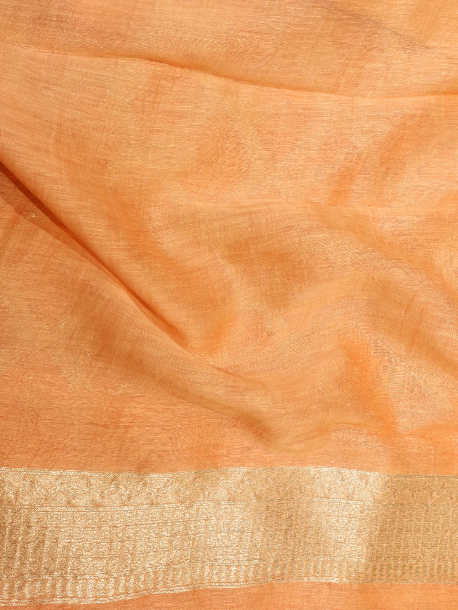 Orange Katan Silk Banarasi saree full spread – Hikayat Banaras