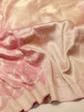 Pink Katan Silk Banarasi saree front drape view – Hikayat Banaras