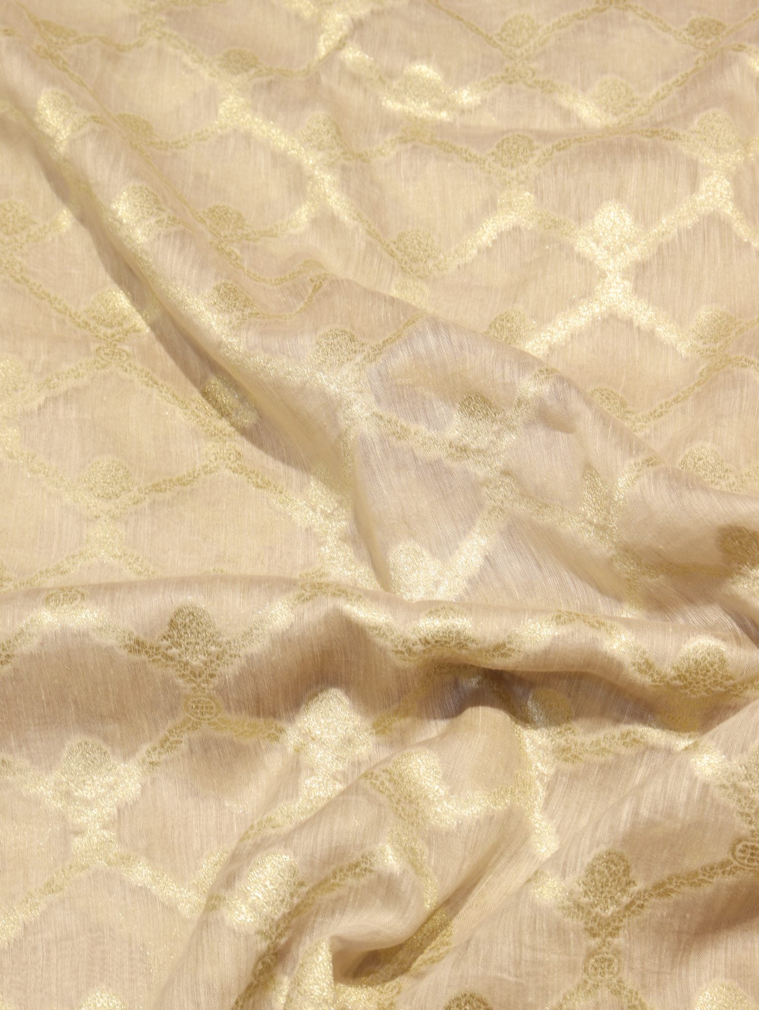 Beige Katan Silk Banarasi saree border closeup – Hikayat Banaras