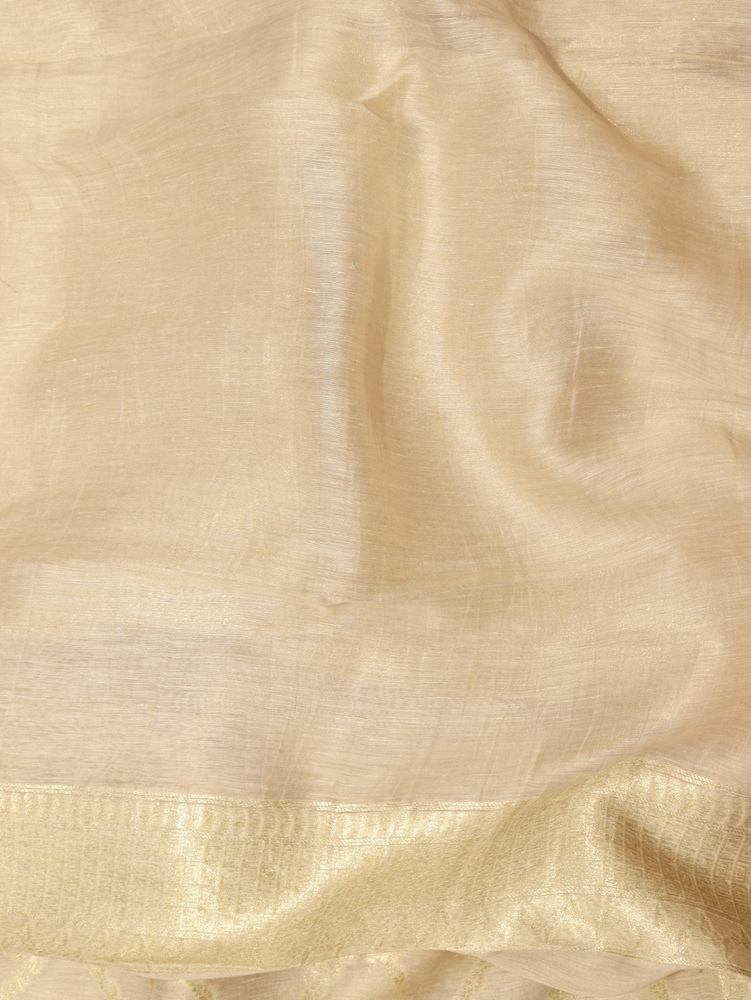 Beige Katan Silk Banarasi saree texture detail – Hikayat Banaras
