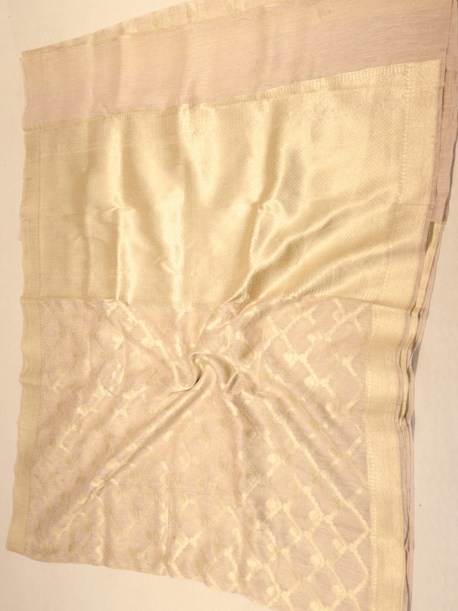 Beige Katan Silk Banarasi saree zari work detail – Hikayat Banaras