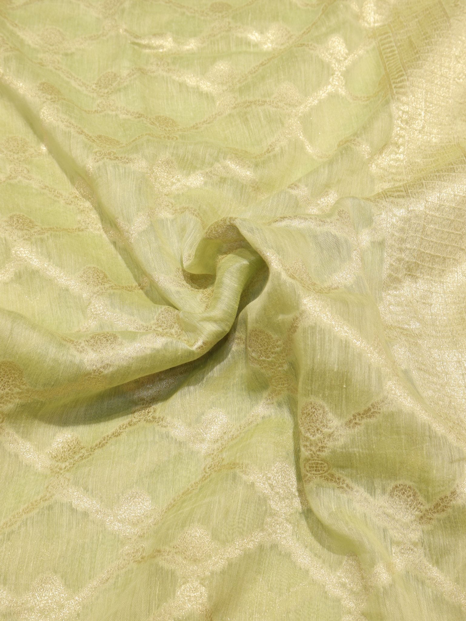 Green Katan Silk Banarasi saree border closeup – Hikayat Banaras