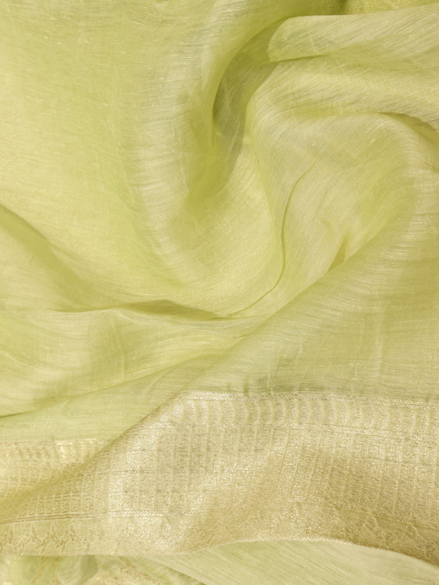 Green Katan Silk Banarasi saree texture detail – Hikayat Banaras