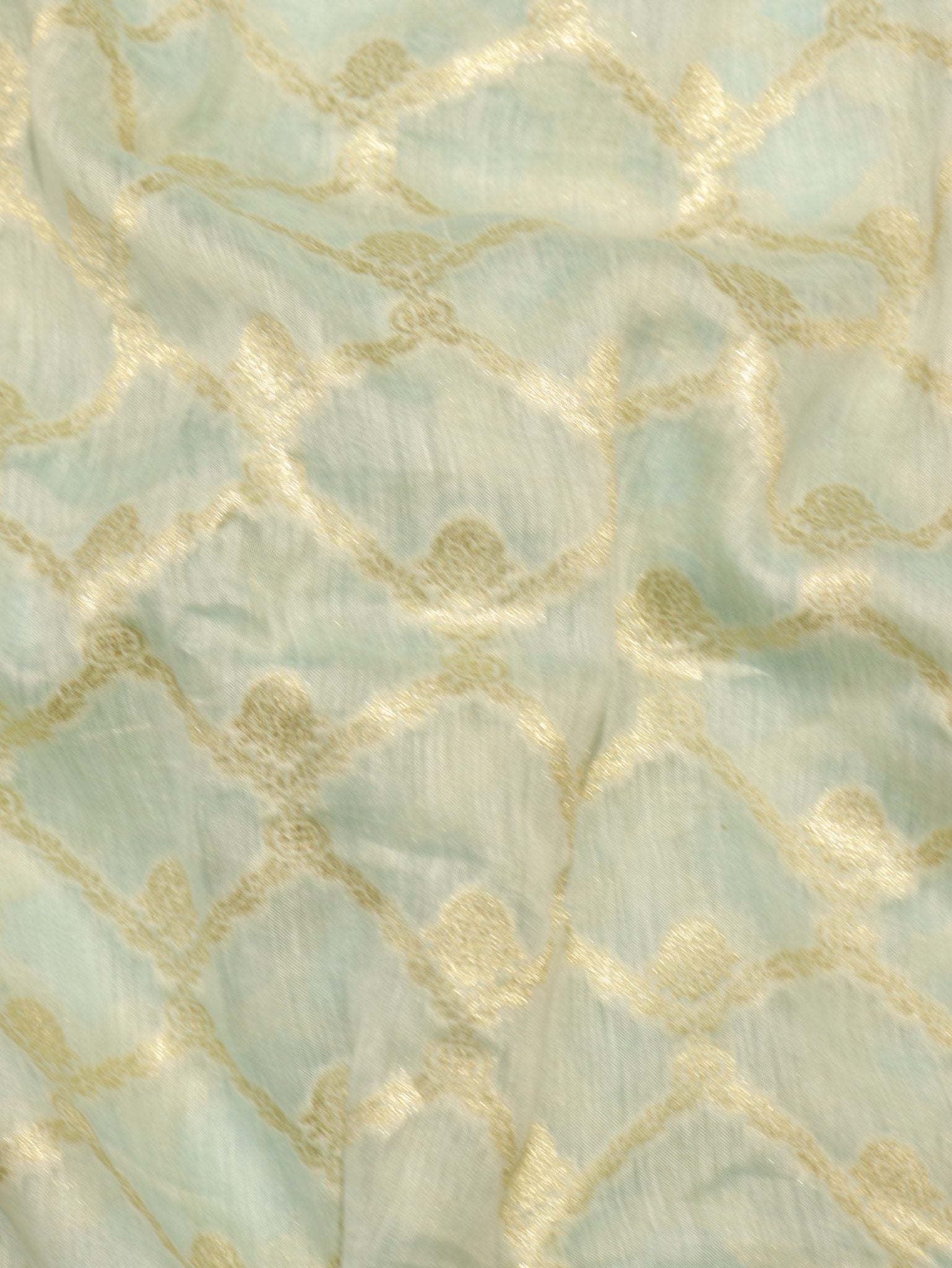 Soft Blue Katan Silk Banarasi saree border closeup – Hikayat Banaras