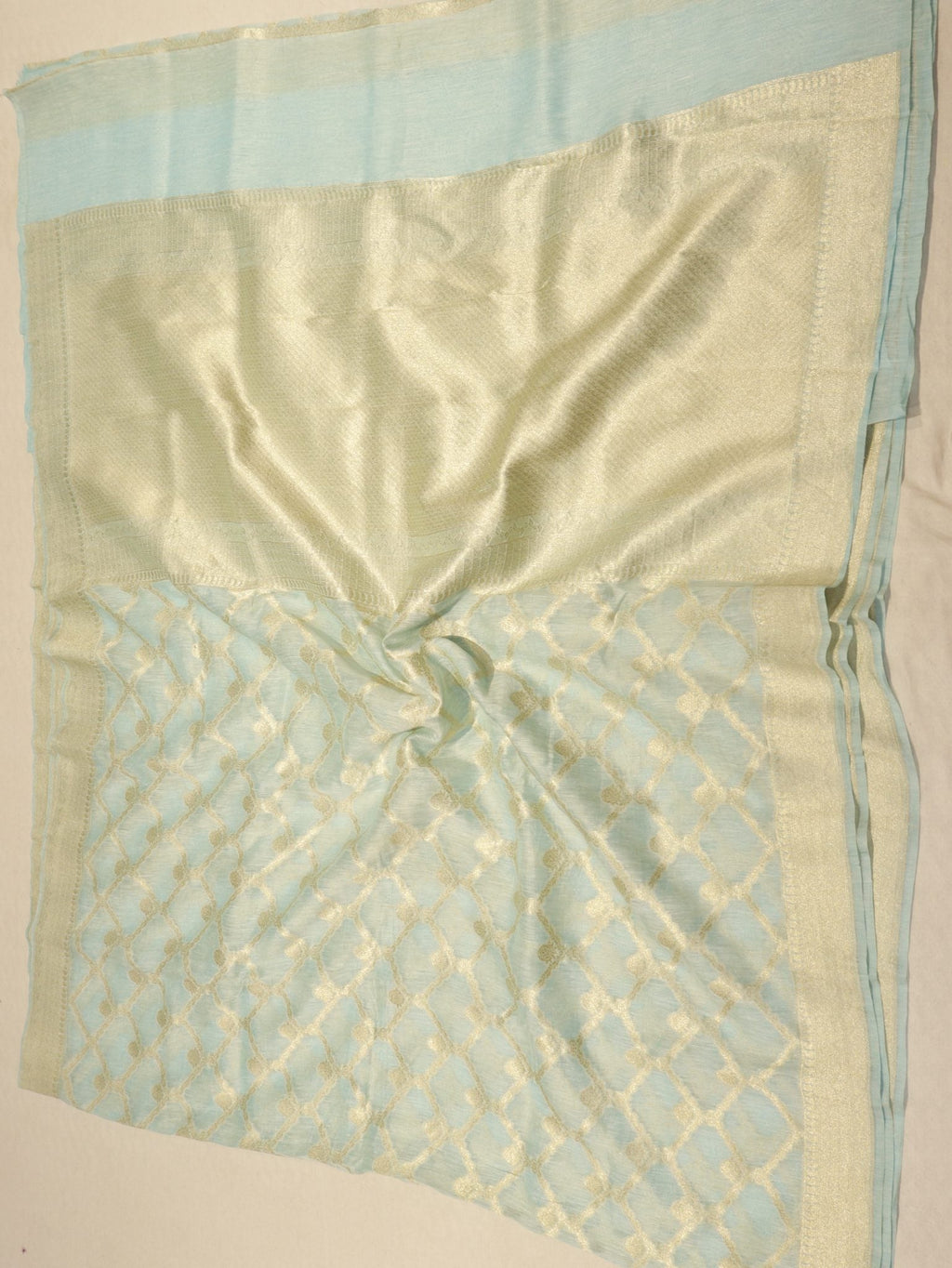Soft Blue Katan Silk Banarasi saree zari work detail – Hikayat Banaras
