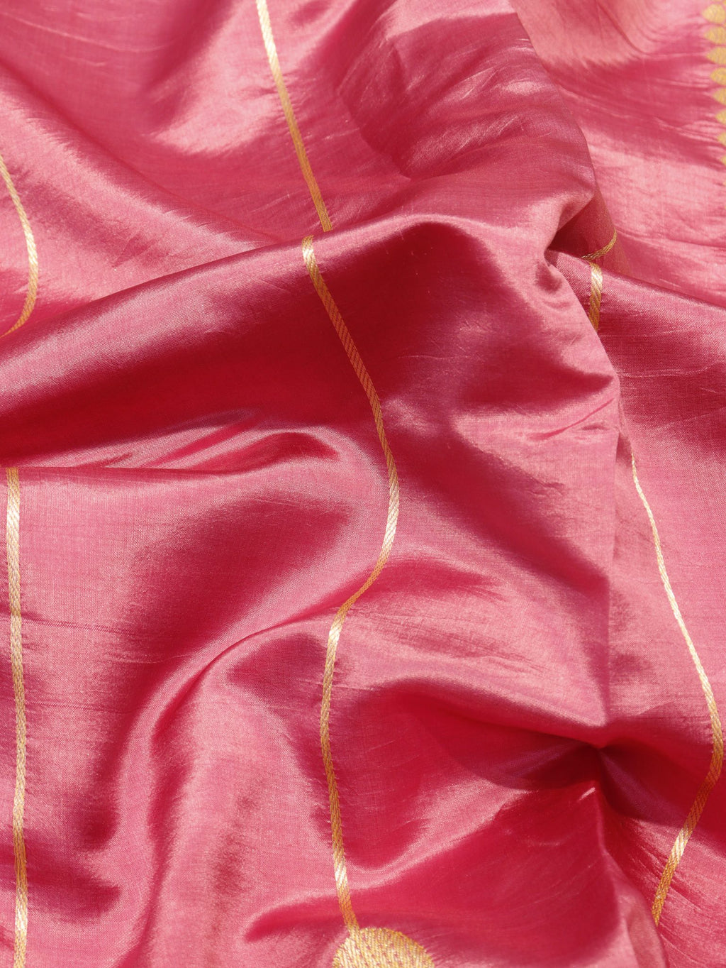Pink Soft Katan Banarasi saree border closeup – Hikayat Banaras
