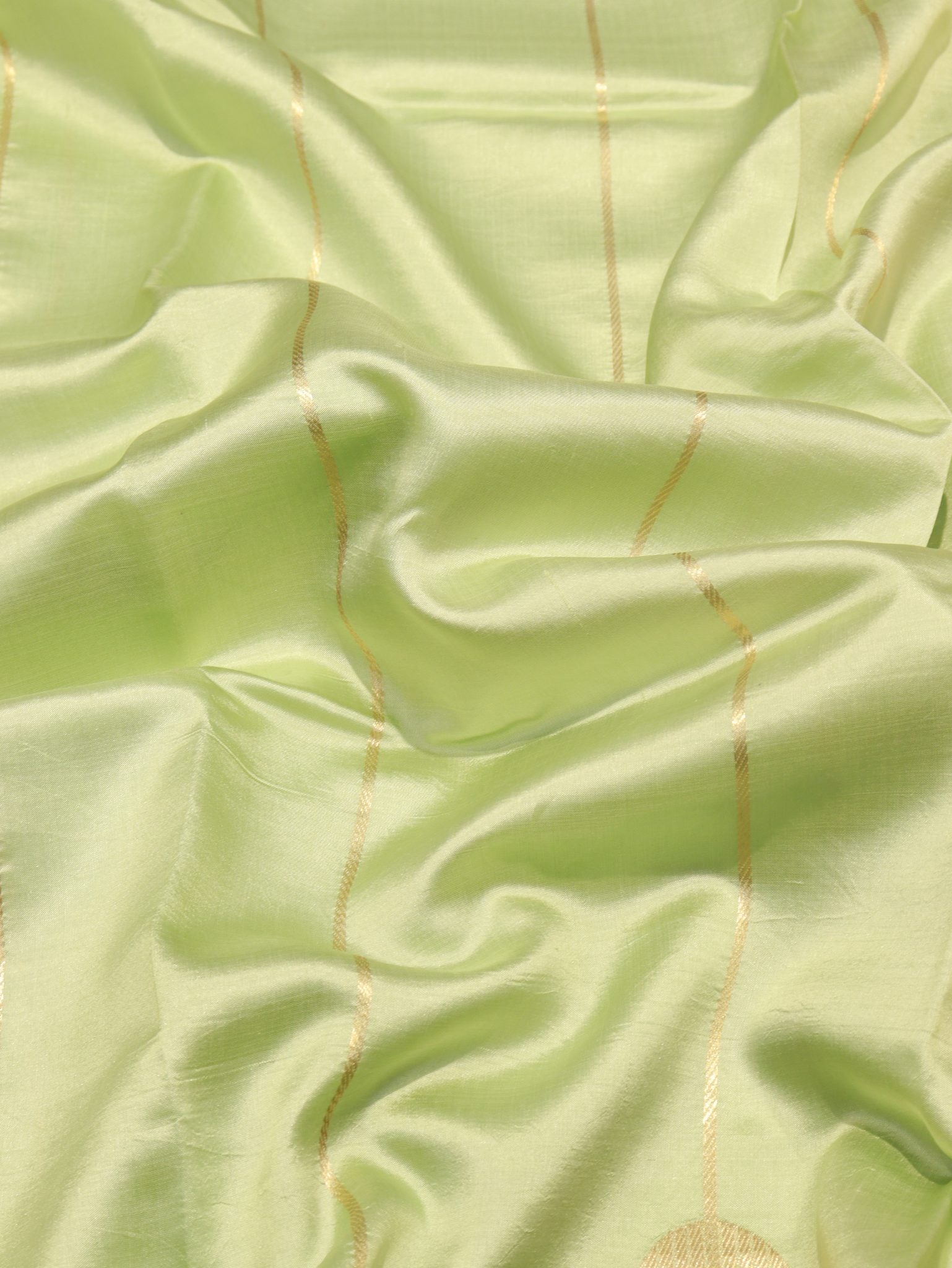 Green Soft Katan Banarasi saree border closeup – Hikayat Banaras