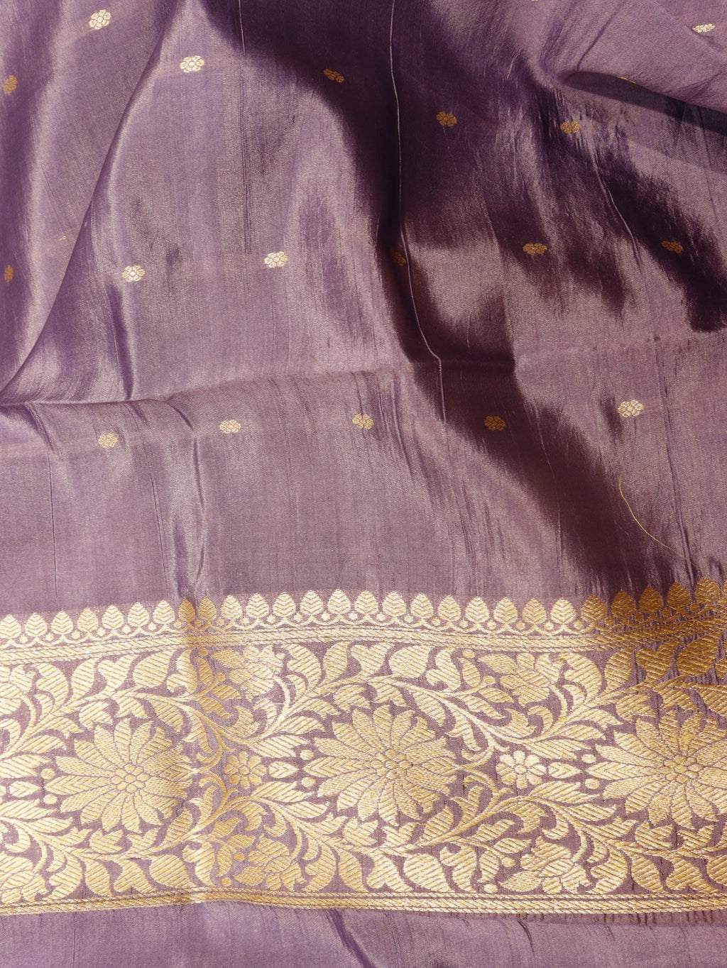 Lavender Soft Katan Banarasi saree full spread – Hikayat Banaras