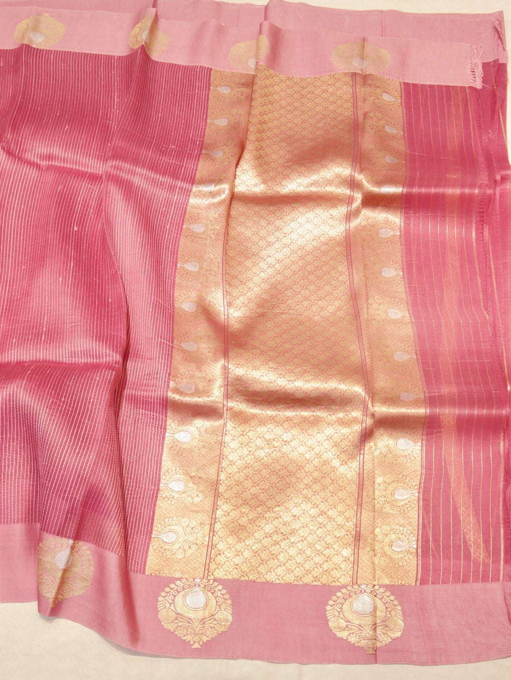 Pink Kora Silk Banarasi saree blouse piece – Hikayat Banaras