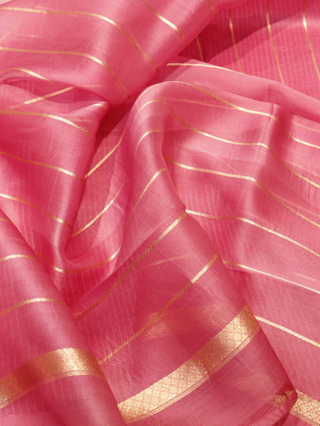 Pink Kora Silk Banarasi saree full spread – Hikayat Banaras