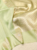 Green Kora Silk Banarasi saree front drape view – Hikayat Banaras