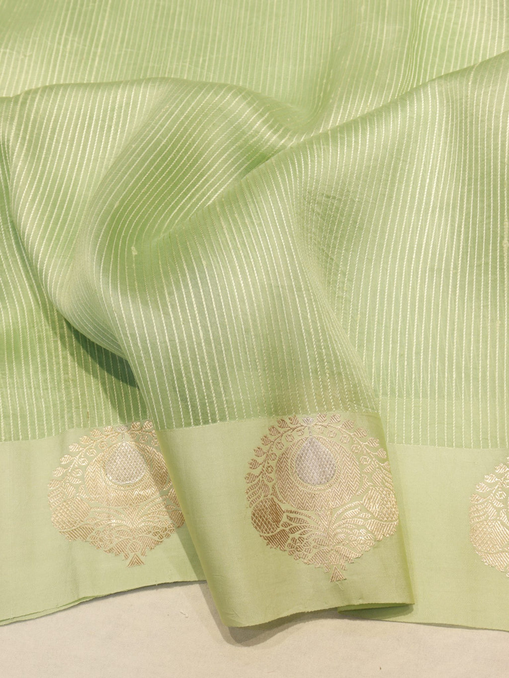 Green Kora Silk Banarasi saree blouse piece – Hikayat Banaras
