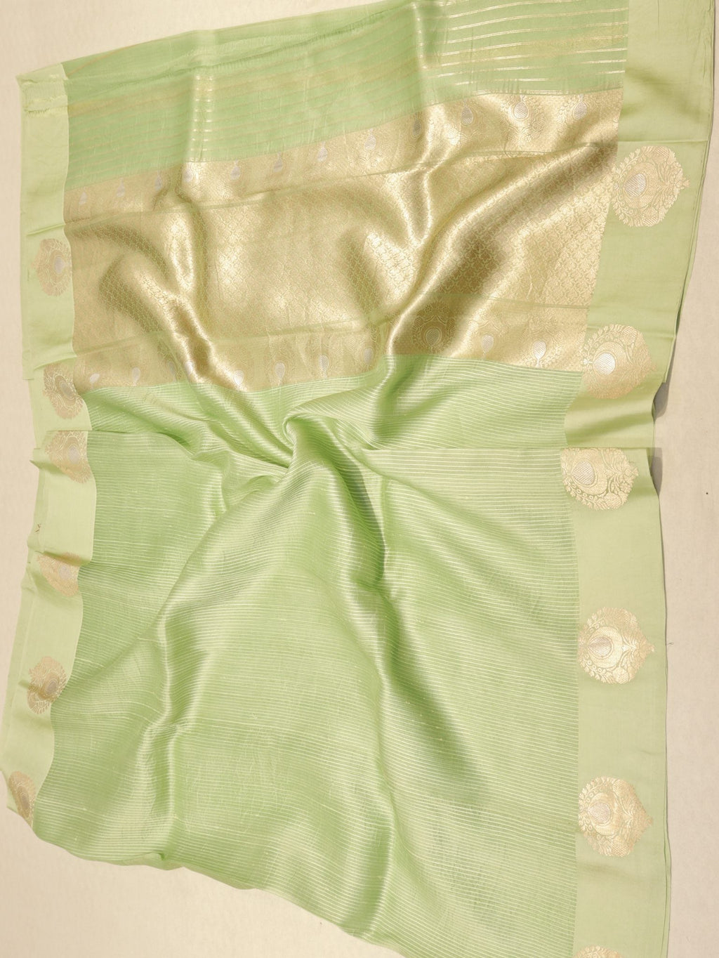 Green Kora Silk Banarasi saree zari work detail – Hikayat Banaras