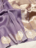 Purple Kora Silk Banarasi saree front drape view – Hikayat Banaras