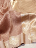 Coffee Brown Kora Silk Banarasi saree front drape view – Hikayat Banaras