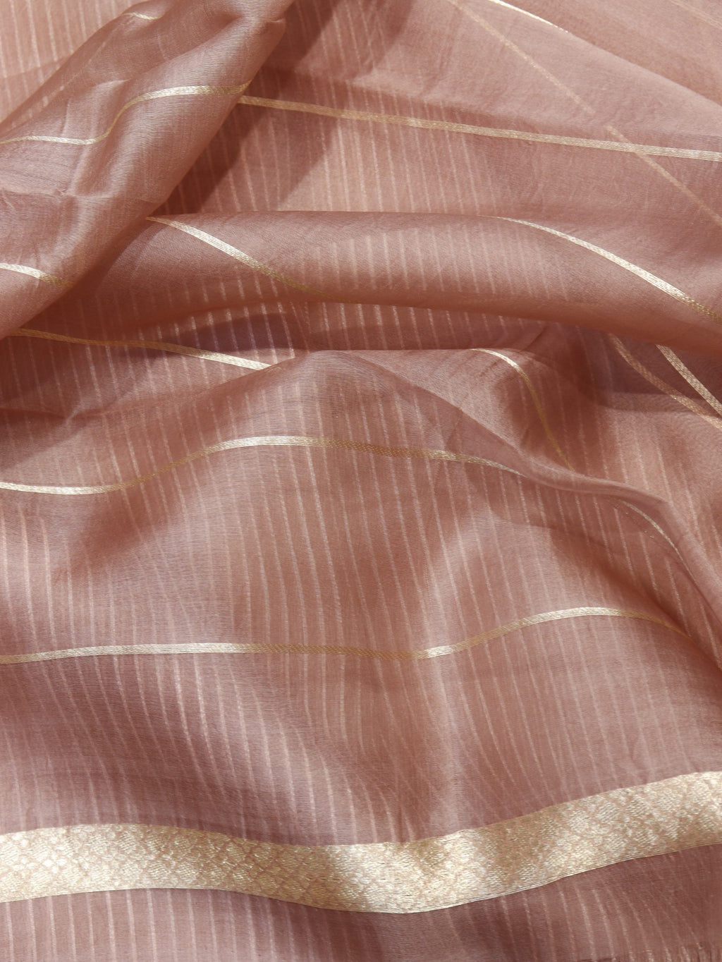 Coffee Brown Kora Silk Banarasi saree texture detail – Hikayat Banaras