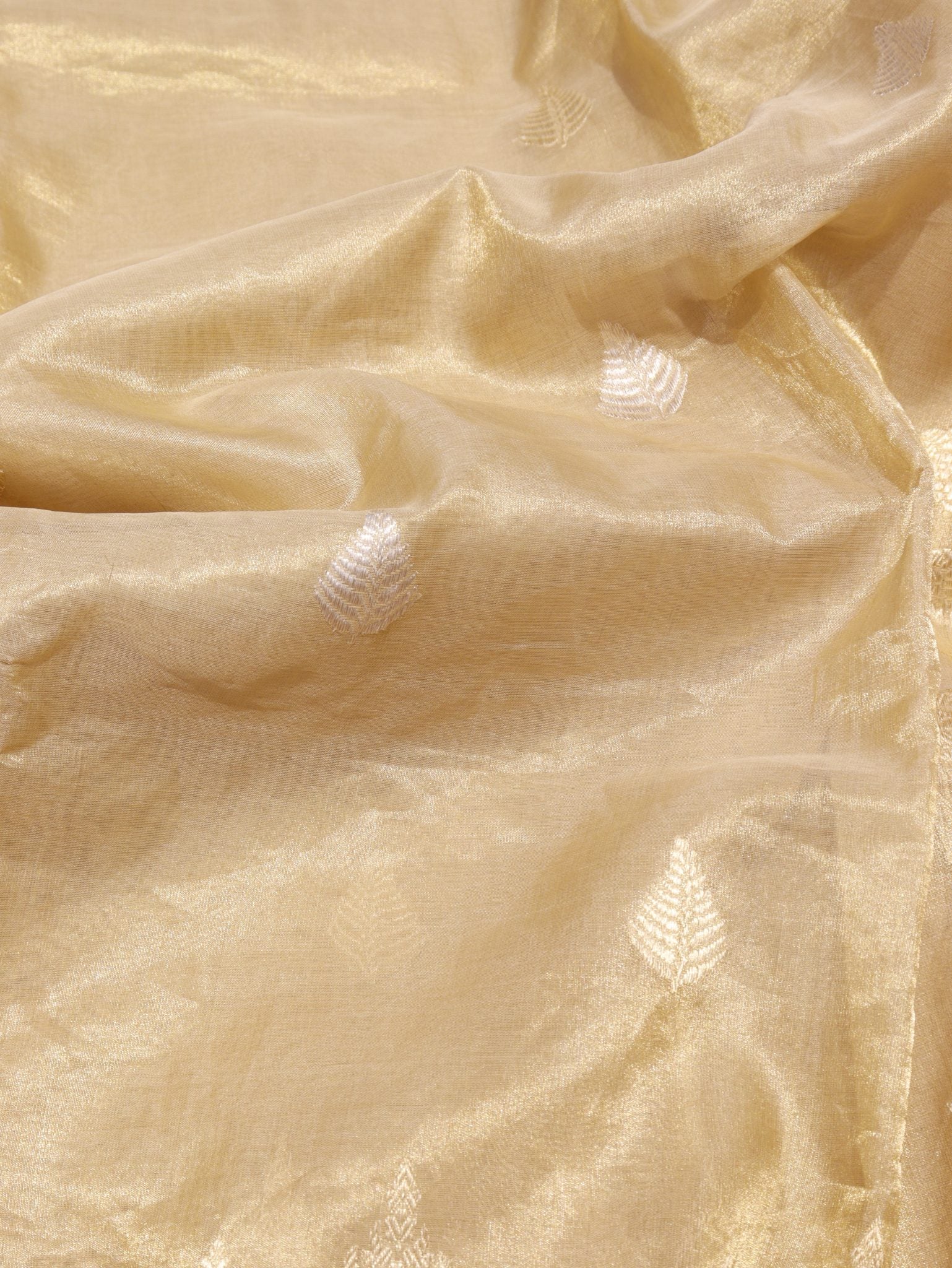 Gold Tissue Silk Banarasi saree border closeup – Hikayat Banaras
