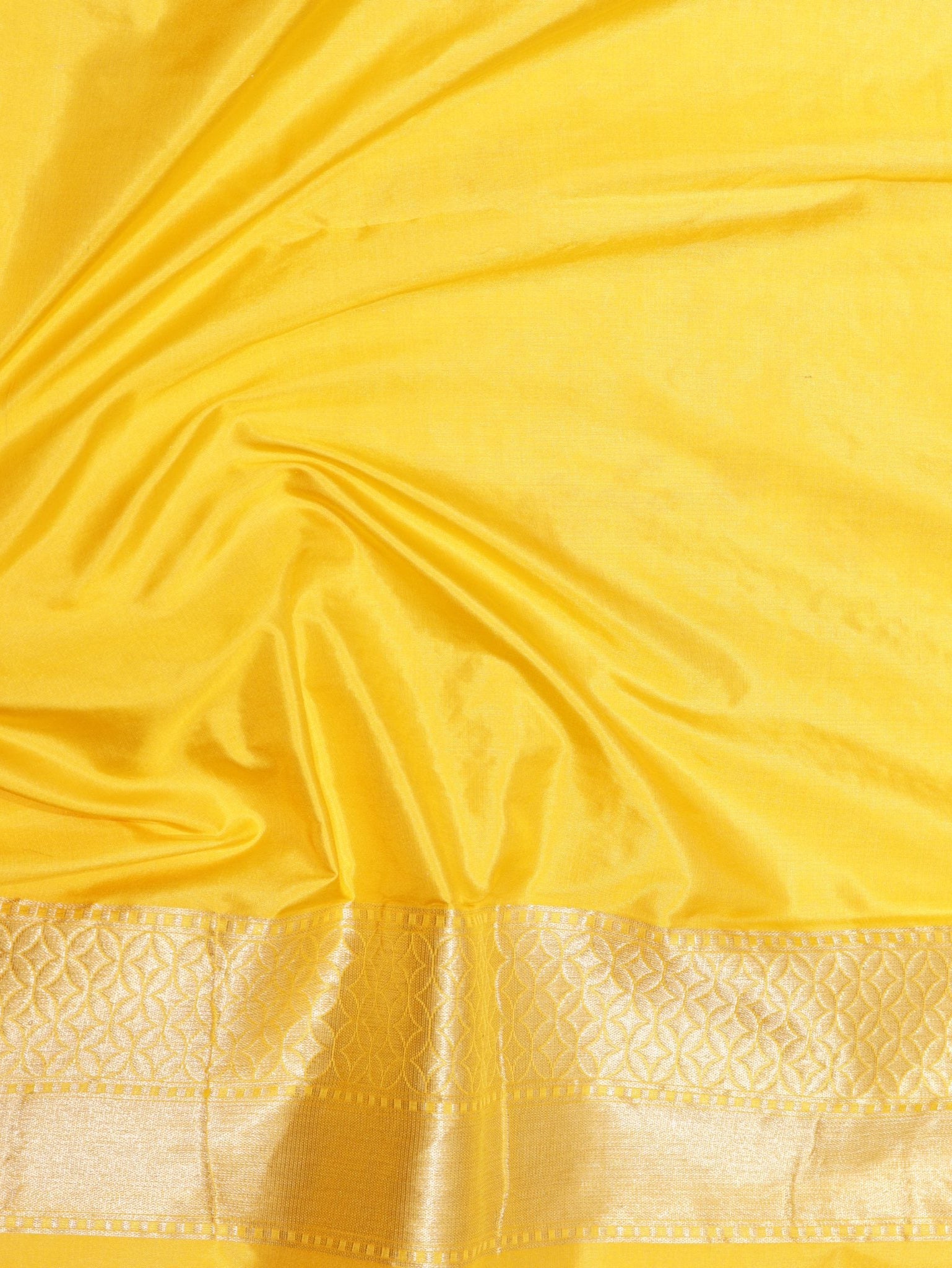 Yellow Katan Silk Banarasi saree zari work detail – Hikayat Banaras