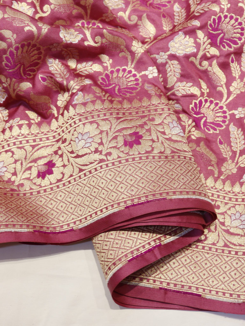 Onion Pink Katan Silk Banarasi saree blouse piece – Hikayat Banaras