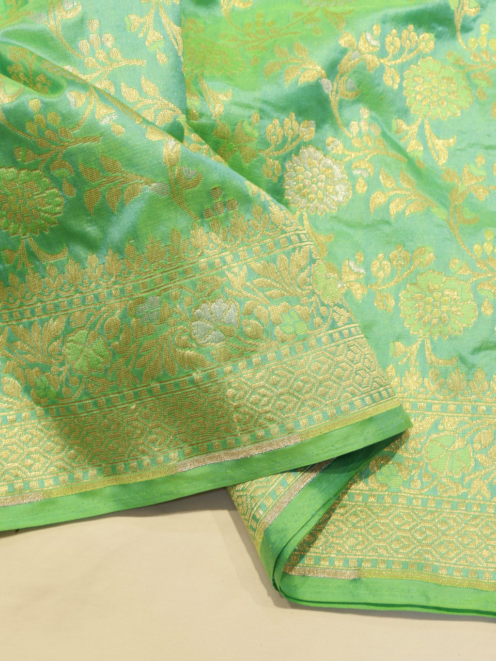 Green Katan Silk Banarasi saree blouse piece – Hikayat Banaras