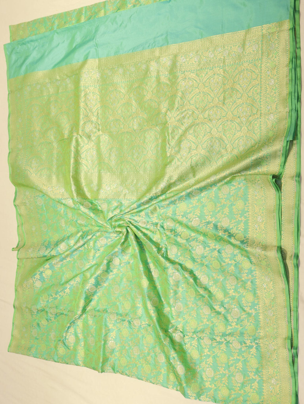 Green Katan Silk Banarasi saree zari work detail – Hikayat Banaras