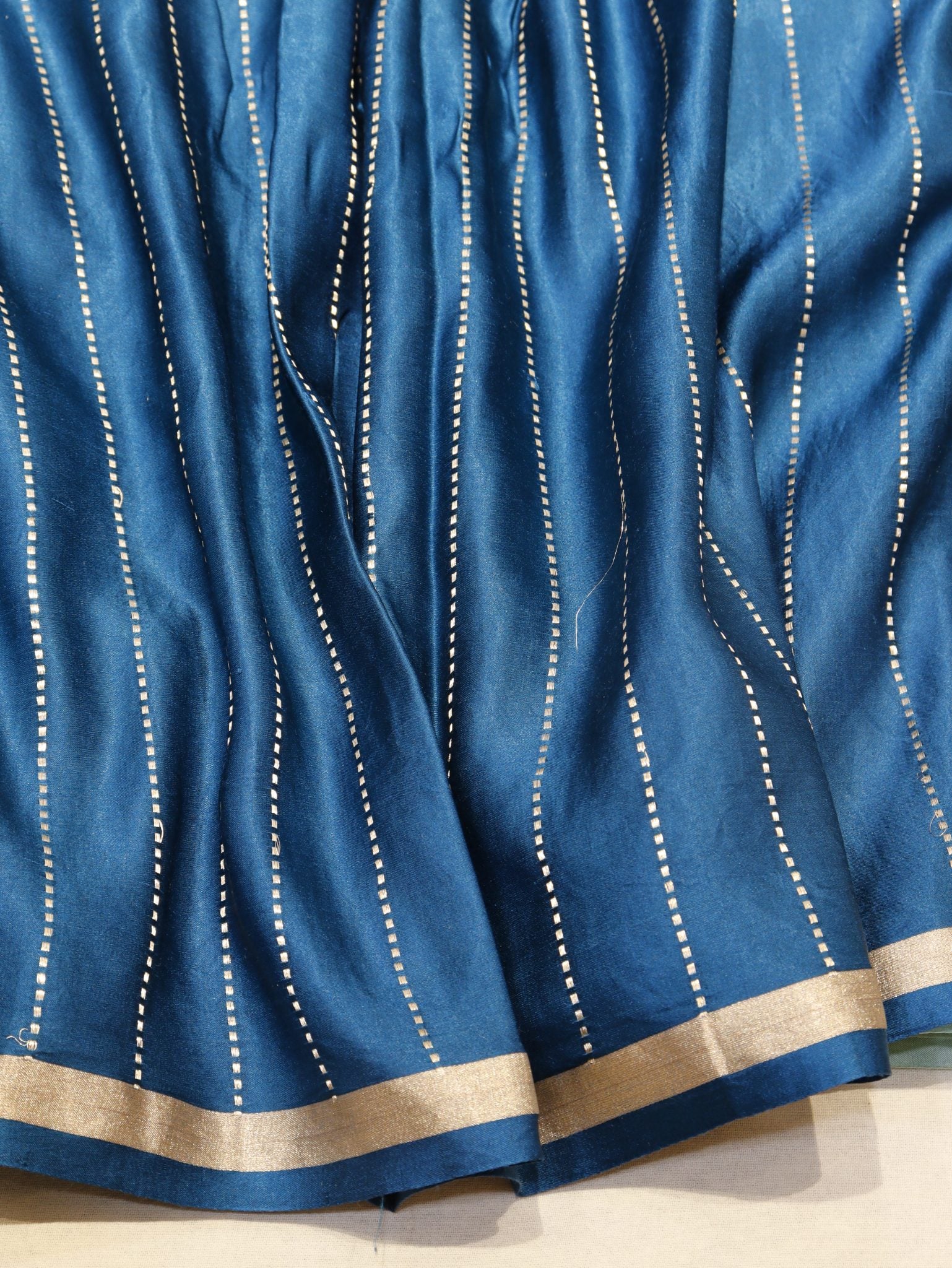Pale Turquoise Mashru Silk Banarasi saree texture detail