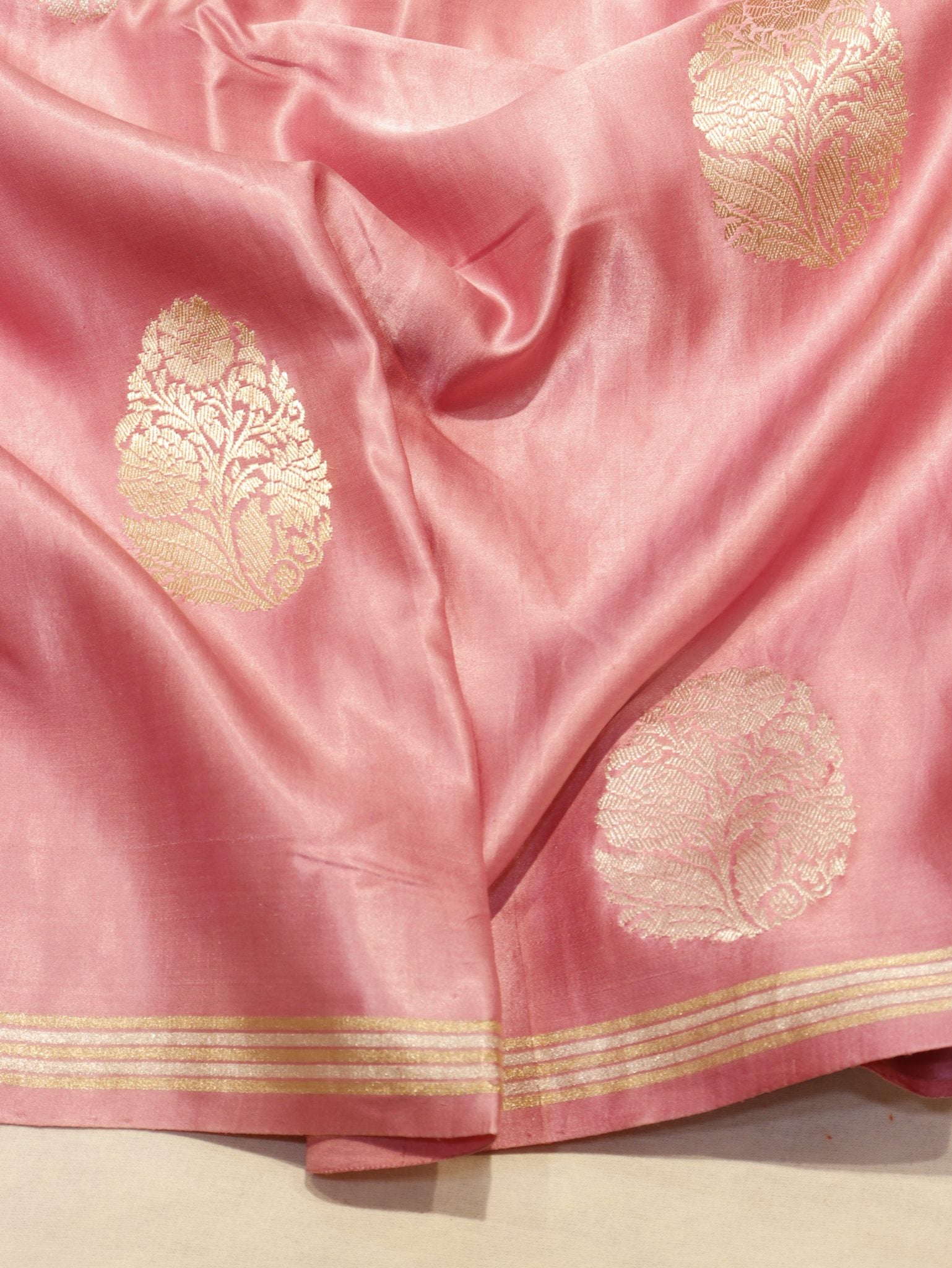 Pink Pure Mashru Silk Banarasi saree blouse piece