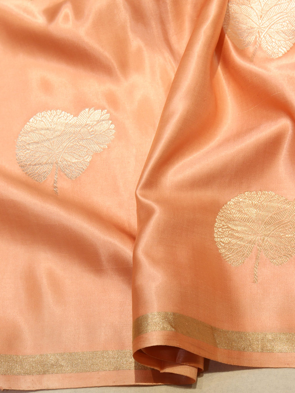 Peach Mashru Silk Saree Banarasi saree blouse piece