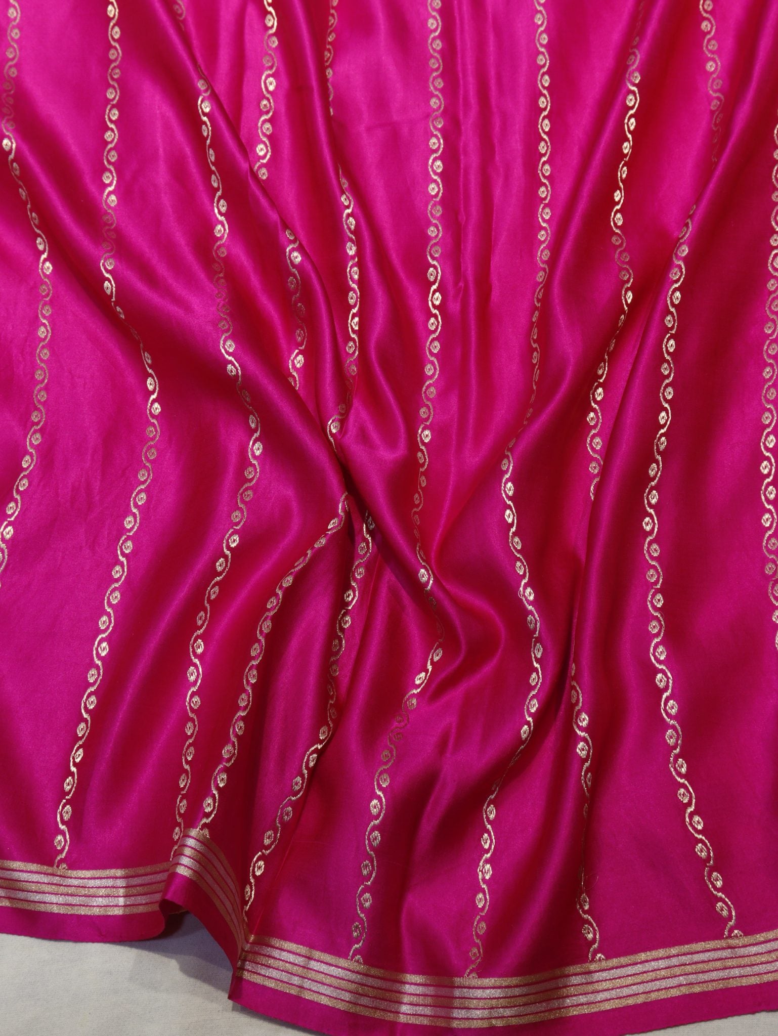 Peach Mashru Silk Saree Banarasi saree texture detail