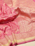 Pink Summer Silk Banarasi saree front drape view